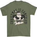 Christmas Is Cancelled Funny Bah Humbug Mens T-Shirt 100% Cotton Military Green