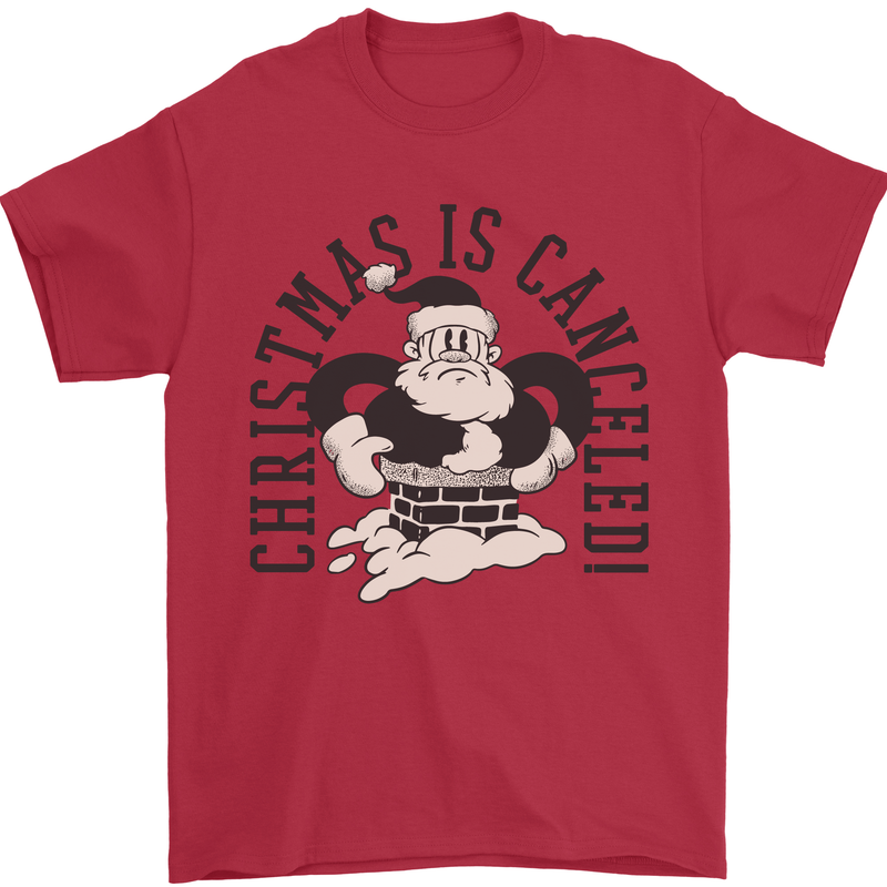 Christmas Is Cancelled Funny Bah Humbug Mens T-Shirt 100% Cotton Red