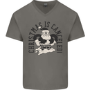 Christmas Is Cancelled Funny Bah Humbug Mens V-Neck Cotton T-Shirt Charcoal