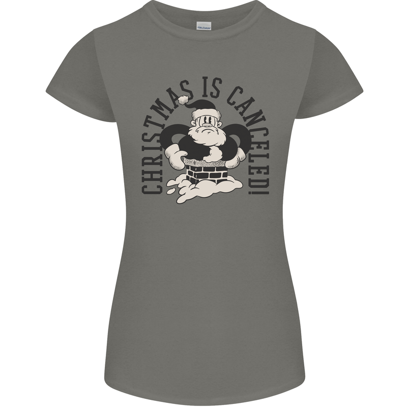 Christmas Is Cancelled Funny Bah Humbug Womens Petite Cut T-Shirt Charcoal