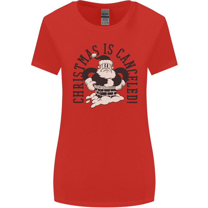 Christmas Is Cancelled Funny Bah Humbug Womens Wider Cut T-Shirt Red