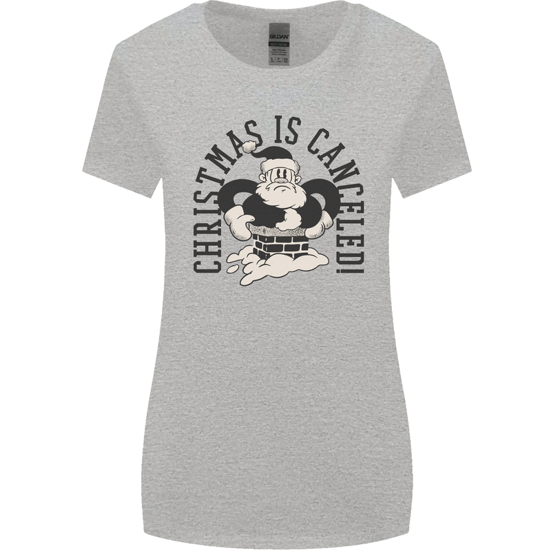 Christmas Is Cancelled Funny Bah Humbug Womens Wider Cut T-Shirt Sports Grey