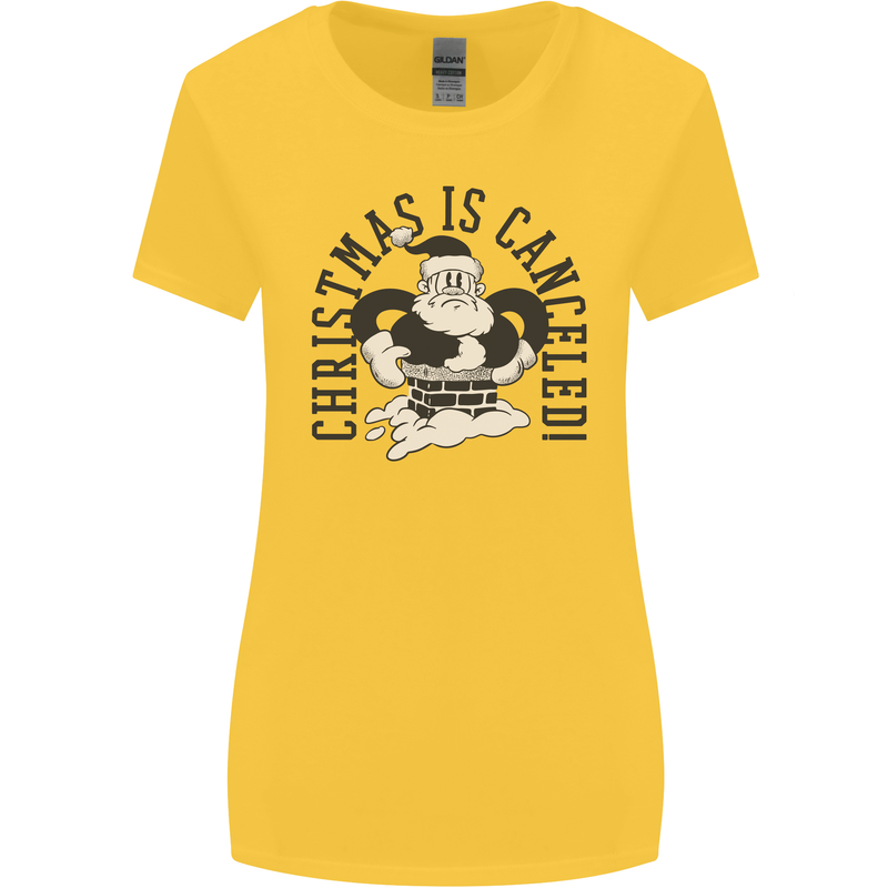 Christmas Is Cancelled Funny Bah Humbug Womens Wider Cut T-Shirt Yellow