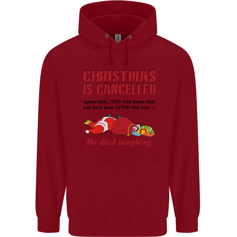 Christmas Is Cancelled Funny Santa Clause Childrens Kids Hoodie Red