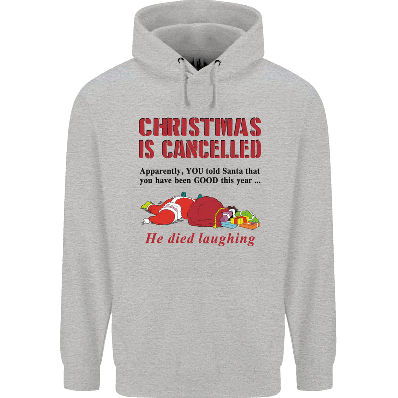 Christmas Is Cancelled Funny Santa Clause Childrens Kids Hoodie Sports Grey