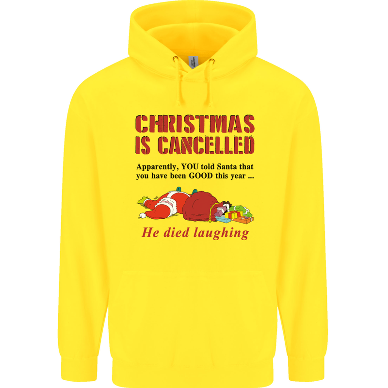 Christmas Is Cancelled Funny Santa Clause Childrens Kids Hoodie Yellow
