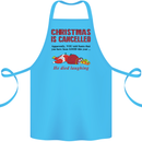 Christmas Is Cancelled Funny Santa Clause Cotton Apron 100% Organic Turquoise