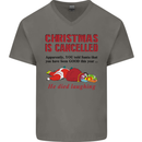 Christmas Is Cancelled Funny Santa Clause Mens V-Neck Cotton T-Shirt Charcoal