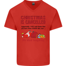 Christmas Is Cancelled Funny Santa Clause Mens V-Neck Cotton T-Shirt Red