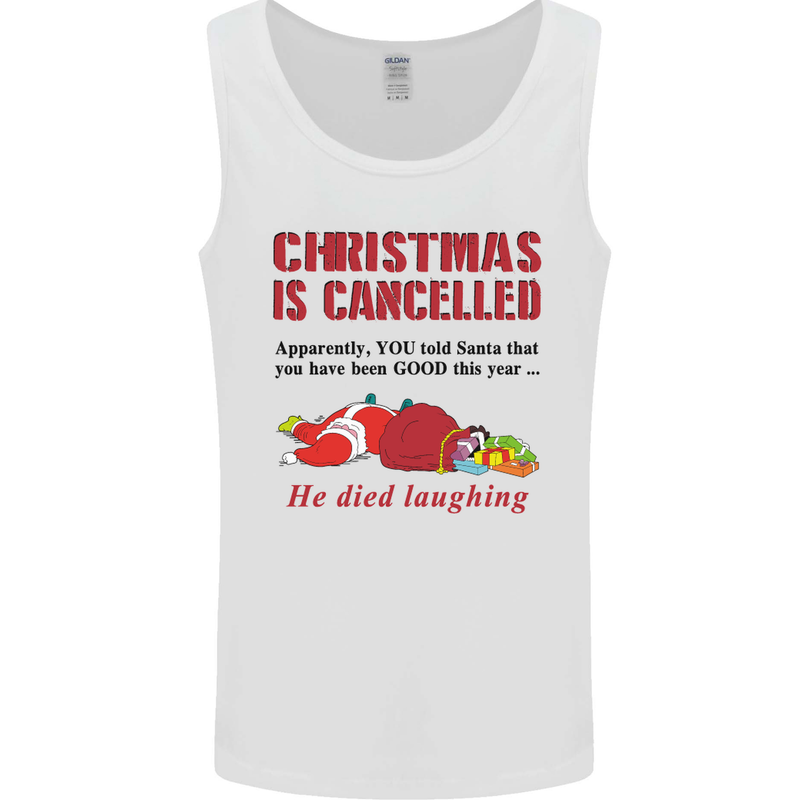 Christmas Is Cancelled Funny Santa Clause Mens Vest Tank Top White