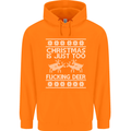 Christmas Is Just Too F#cking Deer Funny Mens 80% Cotton Hoodie Orange