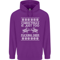 Christmas Is Just Too F#cking Deer Funny Mens 80% Cotton Hoodie Purple