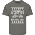 Christmas Is Just Too F#cking Deer Funny Mens Cotton T-Shirt Tee Top Charcoal