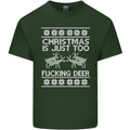 Christmas Is Just Too F#cking Deer Funny Mens Cotton T-Shirt Tee Top Forest Green