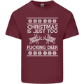 Christmas Is Just Too F#cking Deer Funny Mens Cotton T-Shirt Tee Top Maroon