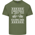 Christmas Is Just Too F#cking Deer Funny Mens Cotton T-Shirt Tee Top Military Green