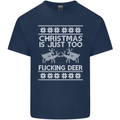Christmas Is Just Too F#cking Deer Funny Mens Cotton T-Shirt Tee Top Navy Blue