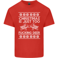 Christmas Is Just Too F#cking Deer Funny Mens Cotton T-Shirt Tee Top Red