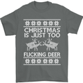 Christmas Is Just Too F#cking Deer Funny Mens T-Shirt Cotton Gildan Charcoal