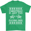 Christmas Is Just Too F#cking Deer Funny Mens T-Shirt Cotton Gildan Irish Green