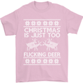 Christmas Is Just Too F#cking Deer Funny Mens T-Shirt Cotton Gildan Light Pink