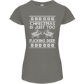 Christmas Is Just Too F#cking Deer Funny Womens Petite Cut T-Shirt Charcoal