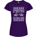 Christmas Is Just Too F#cking Deer Funny Womens Petite Cut T-Shirt Purple