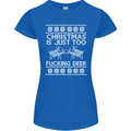 Christmas Is Just Too F#cking Deer Funny Womens Petite Cut T-Shirt Royal Blue