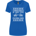 Christmas Is Just Too F#cking Deer Funny Womens Wider Cut T-Shirt Royal Blue