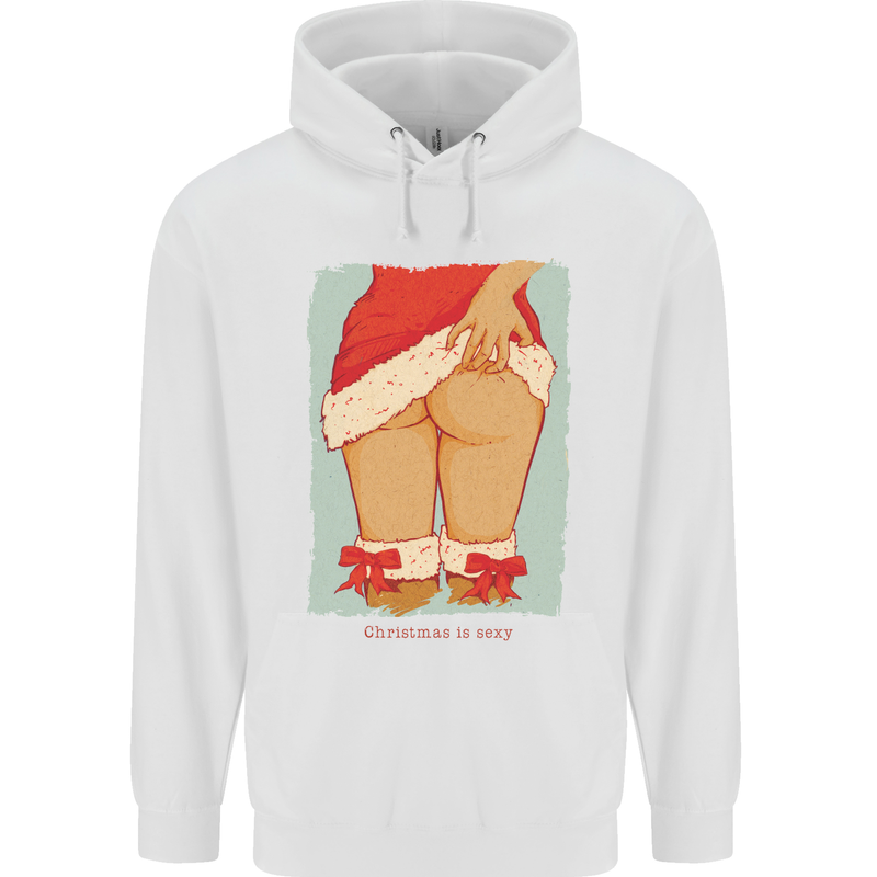 Christmas Is Sexy Funny Santa Xmas Mens 80% Cotton Hoodie White