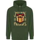 Christmas Just Here For the Presents Funny Childrens Kids Hoodie Forest Green
