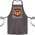 Christmas Just Here For the Presents Funny Cotton Apron 100% Organic Dark Grey
