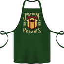 Christmas Just Here For the Presents Funny Cotton Apron 100% Organic Forest Green
