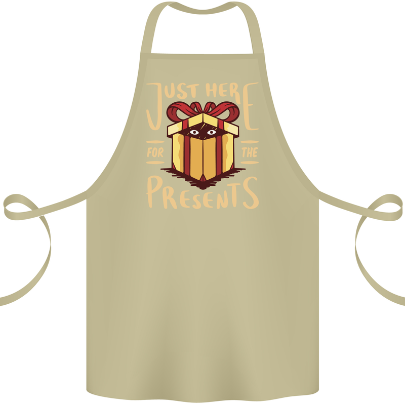 Christmas Just Here For the Presents Funny Cotton Apron 100% Organic Khaki