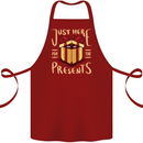 Christmas Just Here For the Presents Funny Cotton Apron 100% Organic Maroon