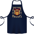 Christmas Just Here For the Presents Funny Cotton Apron 100% Organic Navy Blue