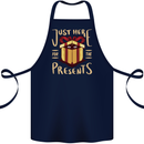 Christmas Just Here For the Presents Funny Cotton Apron 100% Organic Navy Blue