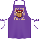 Christmas Just Here For the Presents Funny Cotton Apron 100% Organic Purple