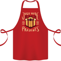 Christmas Just Here For the Presents Funny Cotton Apron 100% Organic Red