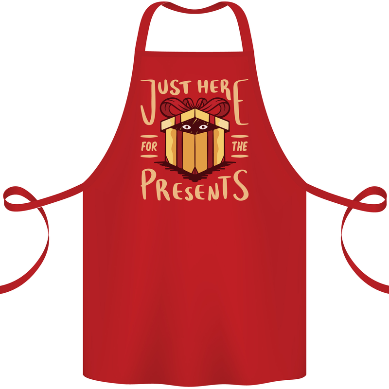 Christmas Just Here For the Presents Funny Cotton Apron 100% Organic Red