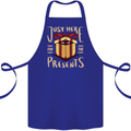 Christmas Just Here For the Presents Funny Cotton Apron 100% Organic Royal Blue