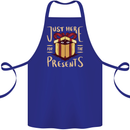 Christmas Just Here For the Presents Funny Cotton Apron 100% Organic Royal Blue