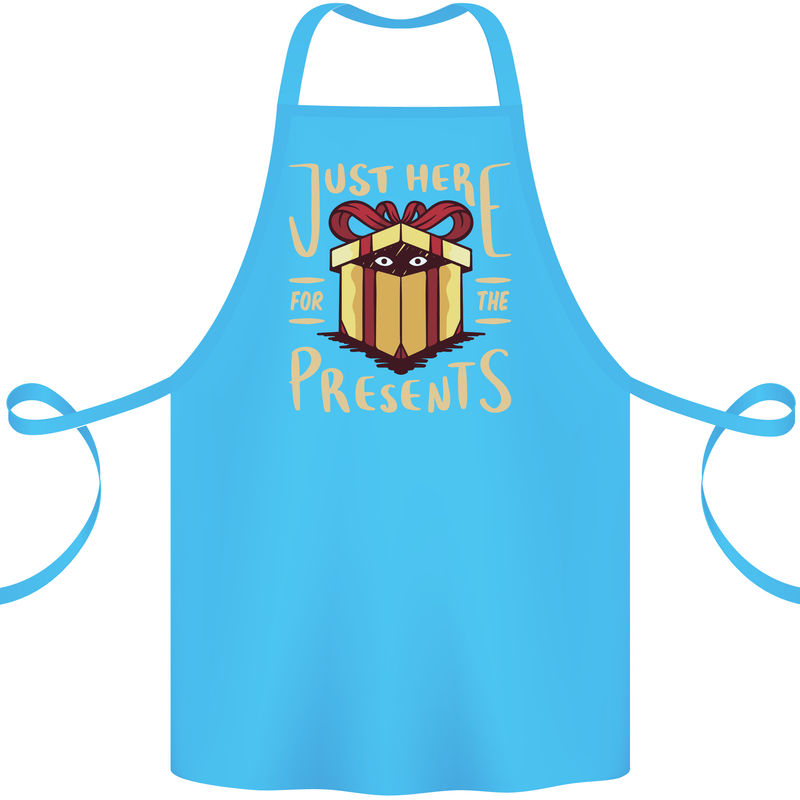 Christmas Just Here For the Presents Funny Cotton Apron 100% Organic Turquoise