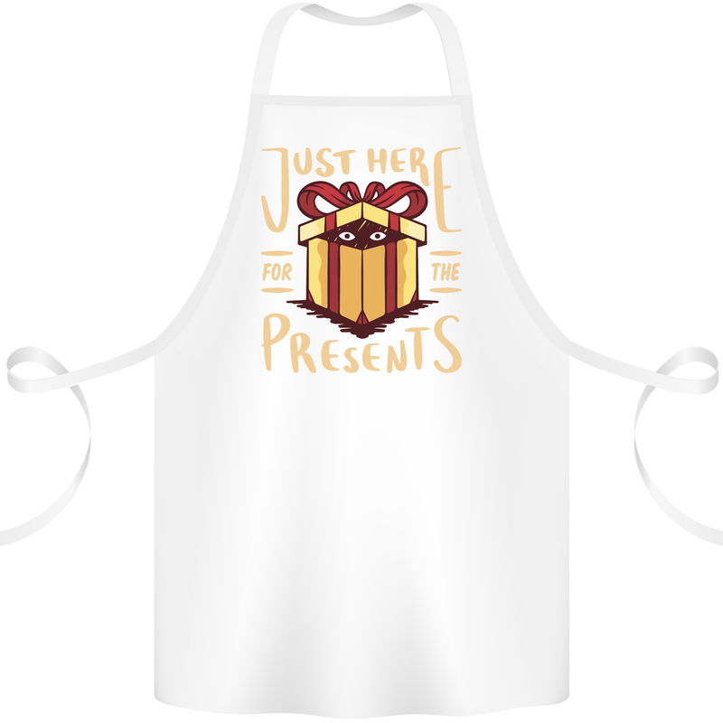 Christmas Just Here For the Presents Funny Cotton Apron 100% Organic White