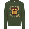 Christmas Just Here For the Presents Funny Kids Sweatshirt Jumper Forest Green