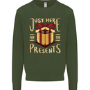 Christmas Just Here For the Presents Funny Kids Sweatshirt Jumper Forest Green