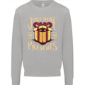 Christmas Just Here For the Presents Funny Kids Sweatshirt Jumper Sports Grey