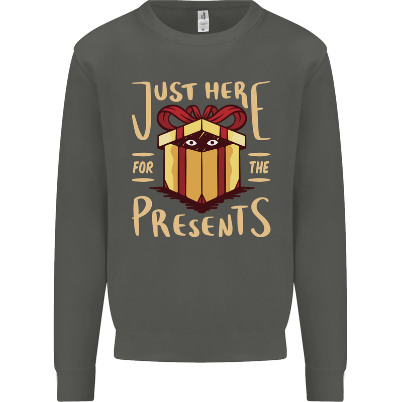 Christmas Just Here For the Presents Funny Kids Sweatshirt Jumper Storm Grey