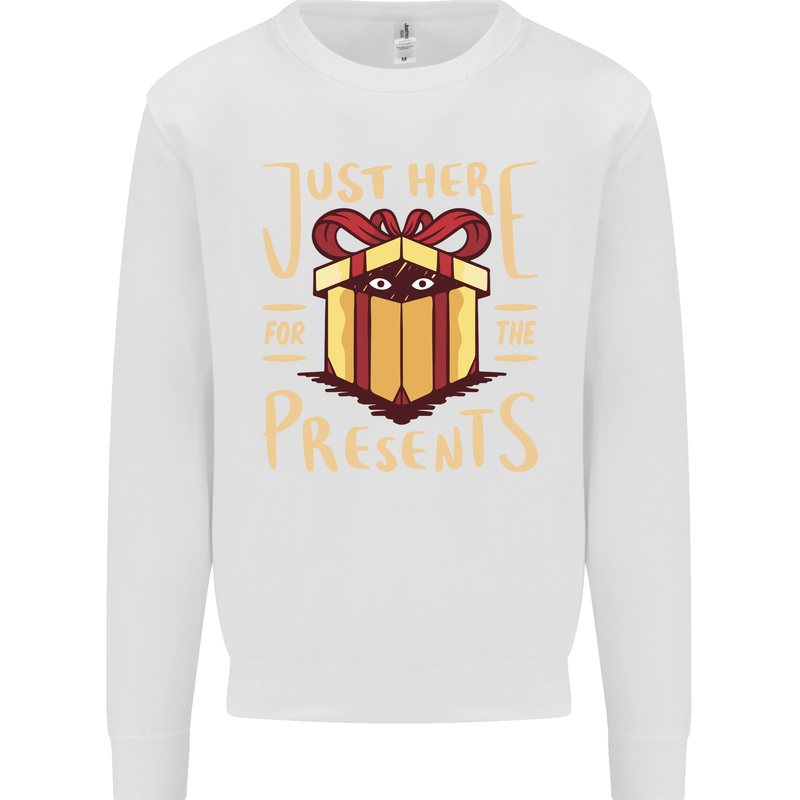 Christmas Just Here For the Presents Funny Kids Sweatshirt Jumper White