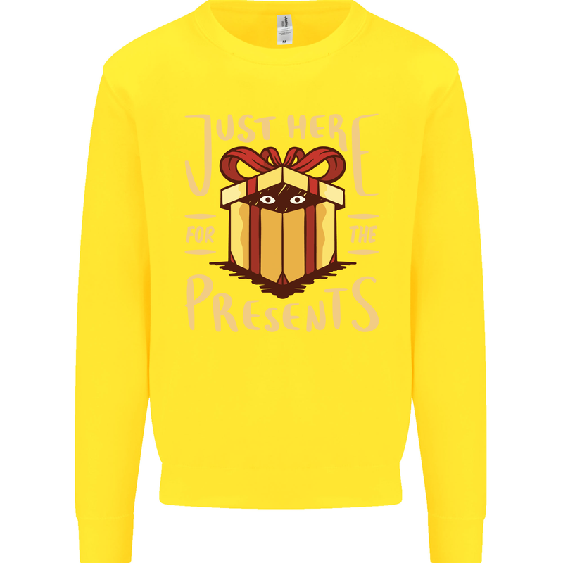 Christmas Just Here For the Presents Funny Kids Sweatshirt Jumper Yellow
